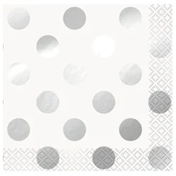 Online Unique UK Inc t/as Unique Party Kaffeservietter Sølv/Hvid Prikket