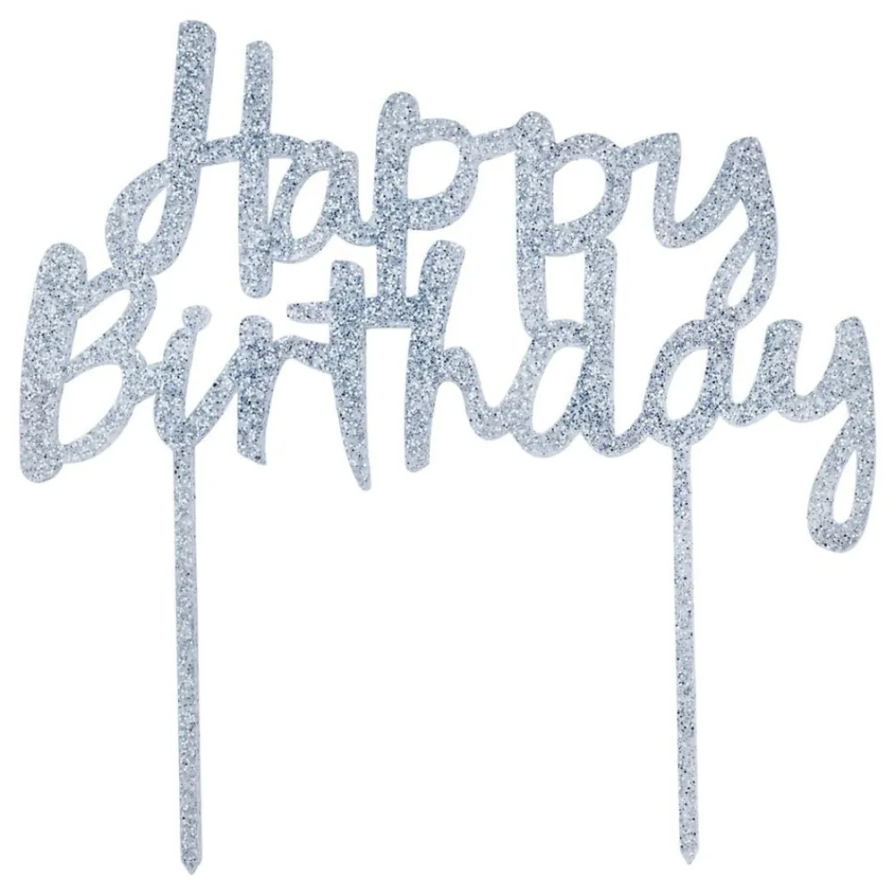 CG Global Products Ltd Kagedekoration Happy Birthday Sølv i Akryl