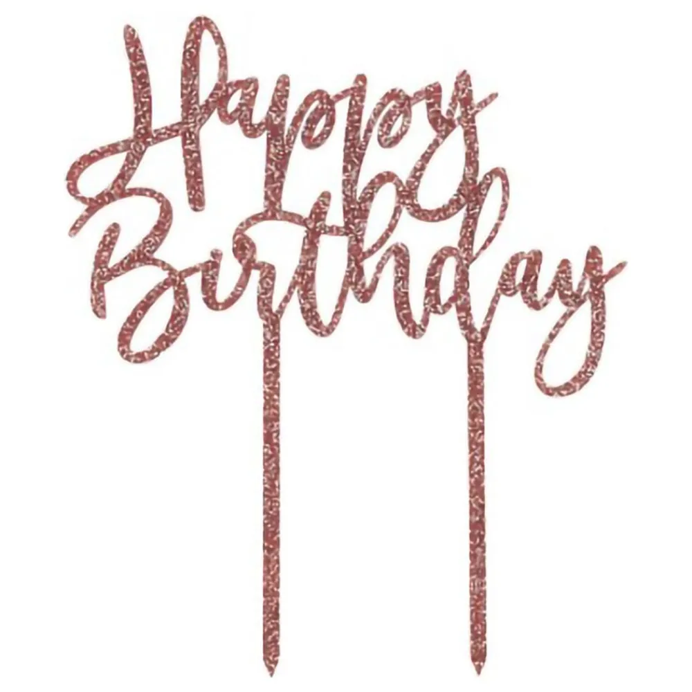 Clearance CG Global Products Ltd Kagedekoration Happy Birthday Rosaguld i Akryl