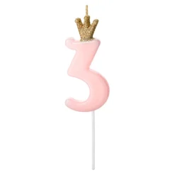 Discount PartyDeco sp. z o.o. Kagelys Tal med Krone Lyserød