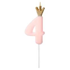 Discount PartyDeco sp. z o.o. Kagelys Tal med Krone Lyserød