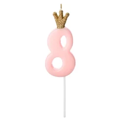 Discount PartyDeco sp. z o.o. Kagelys Tal med Krone Lyserød
