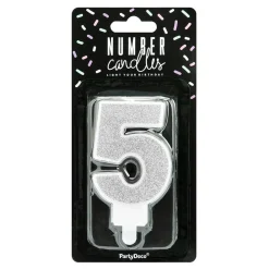 PartyDeco sp. z o.o. Kagelys Tal 8 Sølv Glitter - Oppyntning|Bagning