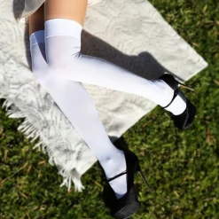 Best Leg Avenue Europe Knæstrømper Nylon Hvide Deluxe