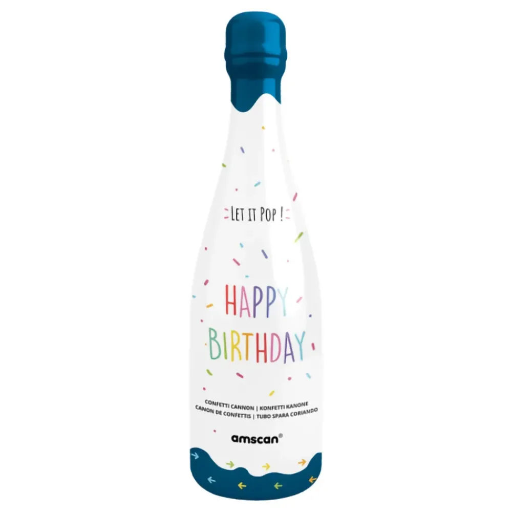 Reithmüller Europe GmbH Konfettikanon Flaske Happy Birthday Blå - Festtilbehør
