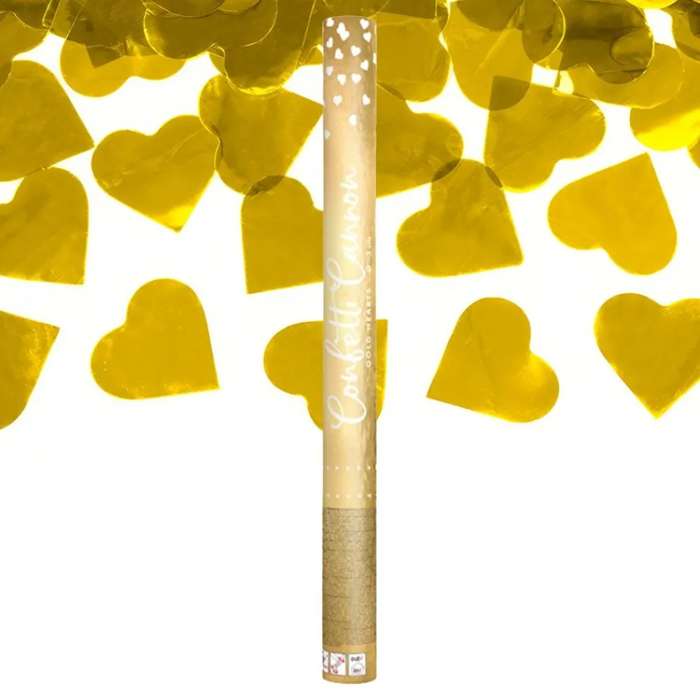 PartyDeco sp. z o.o. Konfettikanon Hjerter Guld Metallic - Festtilbehør