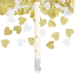 PartyDeco sp. z o.o. Konfettirør Hjerter Guld/Hvid - Oppyntning