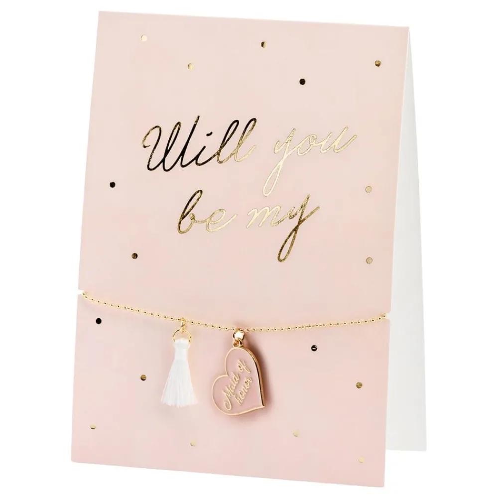 PartyDeco sp. z o.o. Kort med armbånd Will You Be My Maid of Honor - Hilsningskort