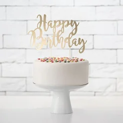 PartyDeco sp. z o.o. Lagekagedekoration Happy Birthday Guld - Oppyntning|Bagning