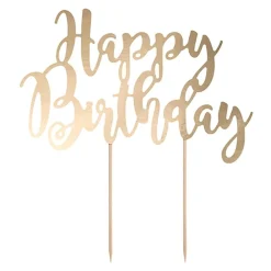 PartyDeco sp. z o.o. Lagekagedekoration Happy Birthday Guld - Oppyntning|Bagning