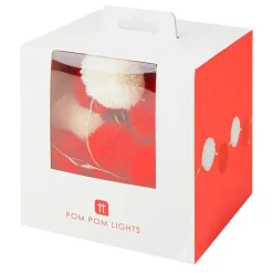 Talking Tables Ltd LED Guirlande Pompoms Rød/Hvid - Oppyntning|Hjem & Husholdning