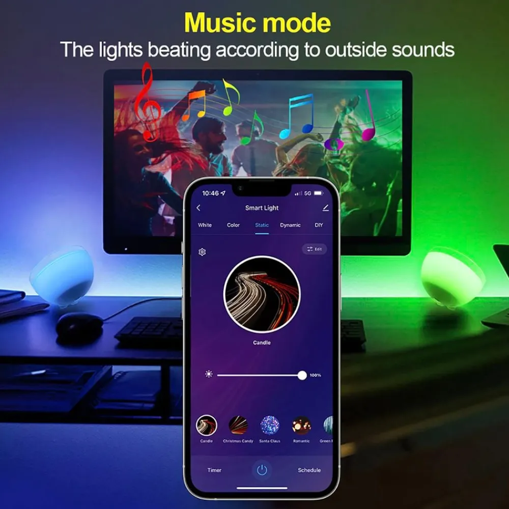The Glowhouse Ltd LED-Lampe Rund WiFi - Hjem & Husholdning