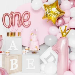 Online PartyDeco sp. z o.o. Lyserød Talballon 1 Med Krone