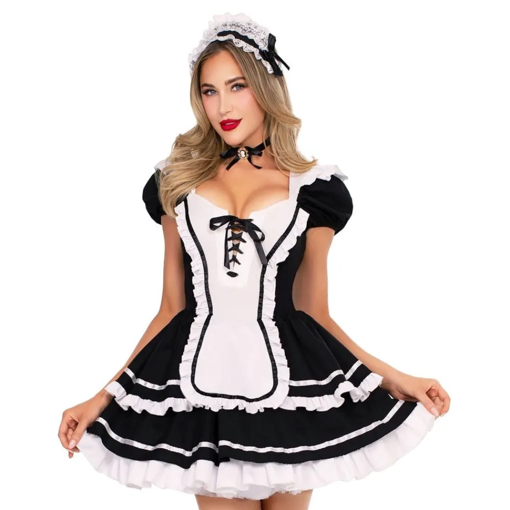 Outlet Leg Avenue Europe Maid to Flirt Kjole Deluxe Kostume