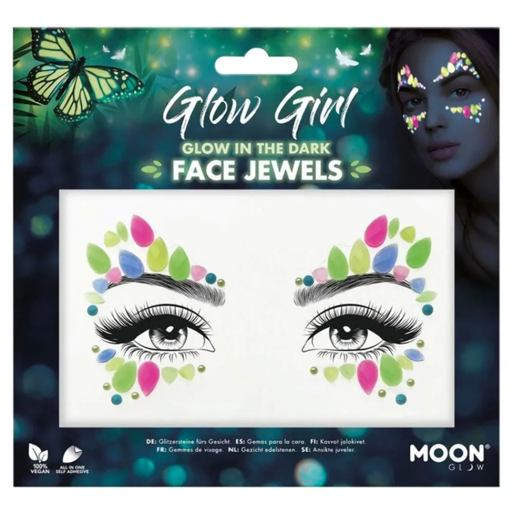 Rubies Netherland B.V. Moon Creations Face Jewels Selvlysende Glow Girl - Tilbehør|Accessories