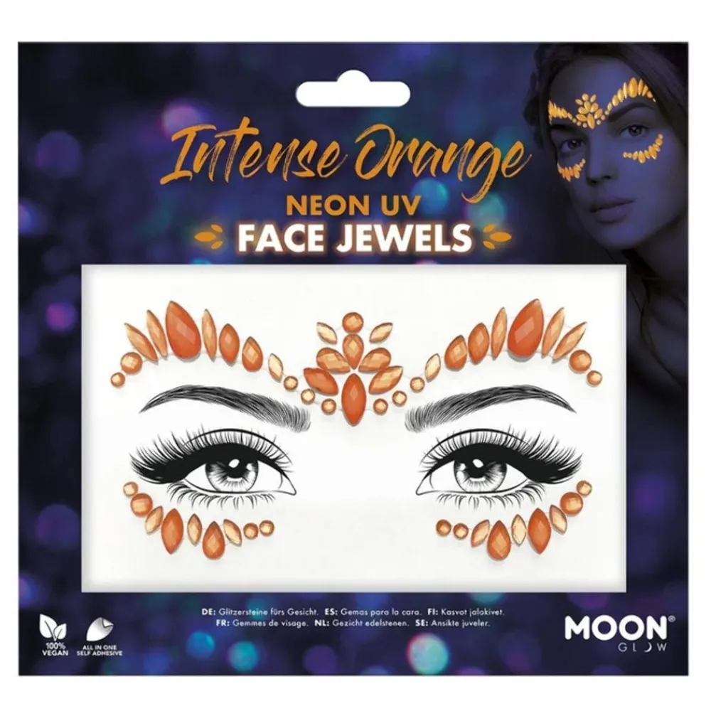 New Rubies Netherland B.V. Moon Creations Face Jewels UV Neon Orange