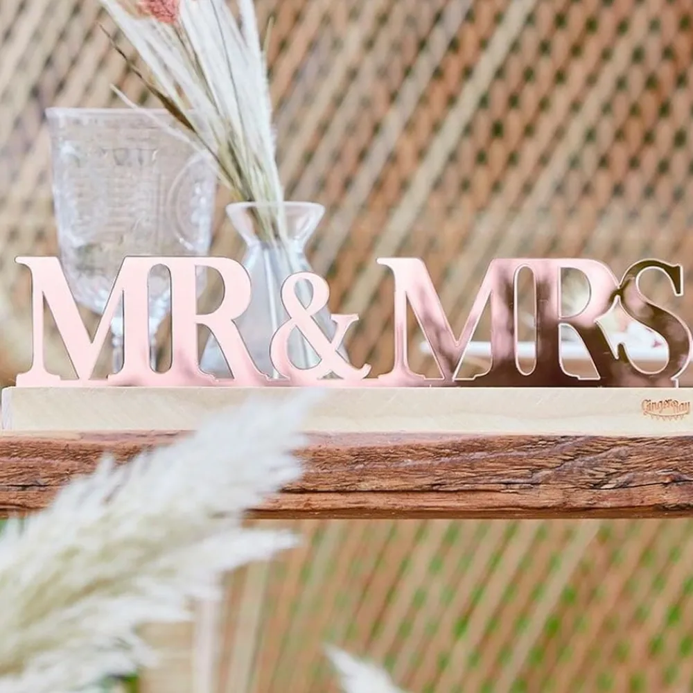 Best Ginger Ray Ltd Mr & Mrs Skilt Roséguld Akryl