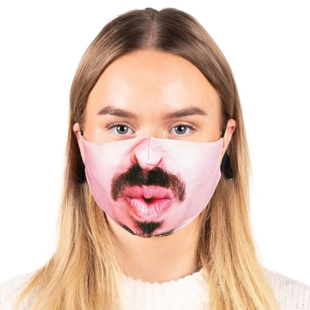 Partyking AB Mundbind med Ansigtsmotiv - Tilbehør|Masker