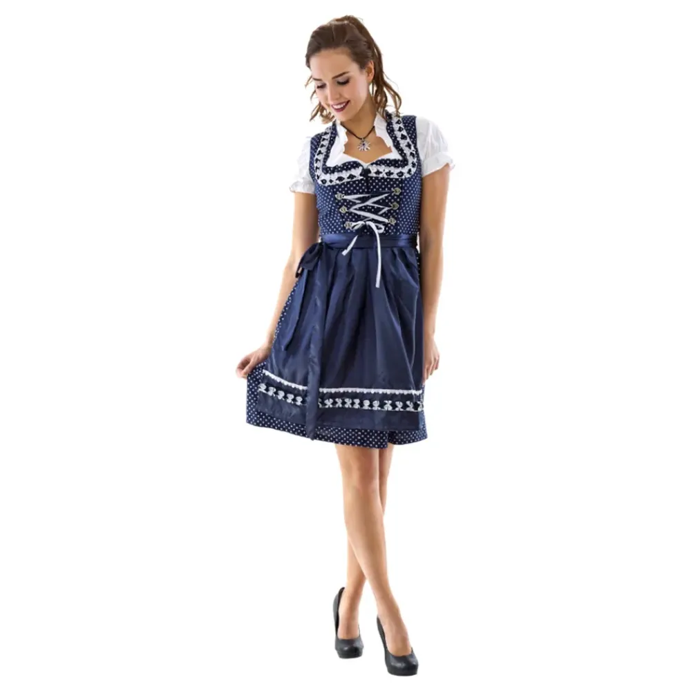 Hisab/Joker Company AB Oktoberfest Dirndl Blå/Hvid Polka Dot Kostume - Tøj|Udklædningskostumer
