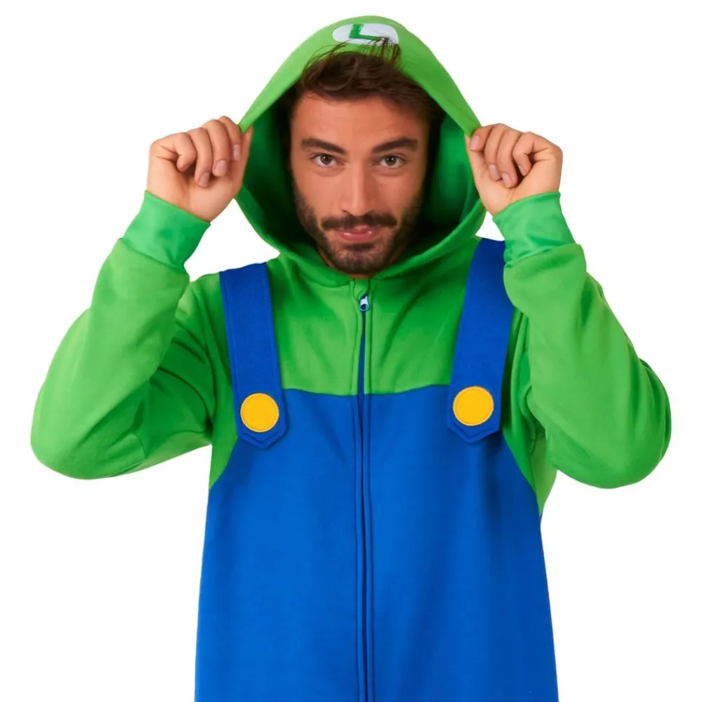Oppo Merchandise Group B.V. OppoSuits Luigi Onesie - Tøj|Udklædningskostumer