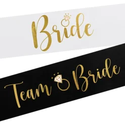 Online PartyDeco sp. z o.o. Ordensbånd Bride & Bride Squad Sort/Hvid