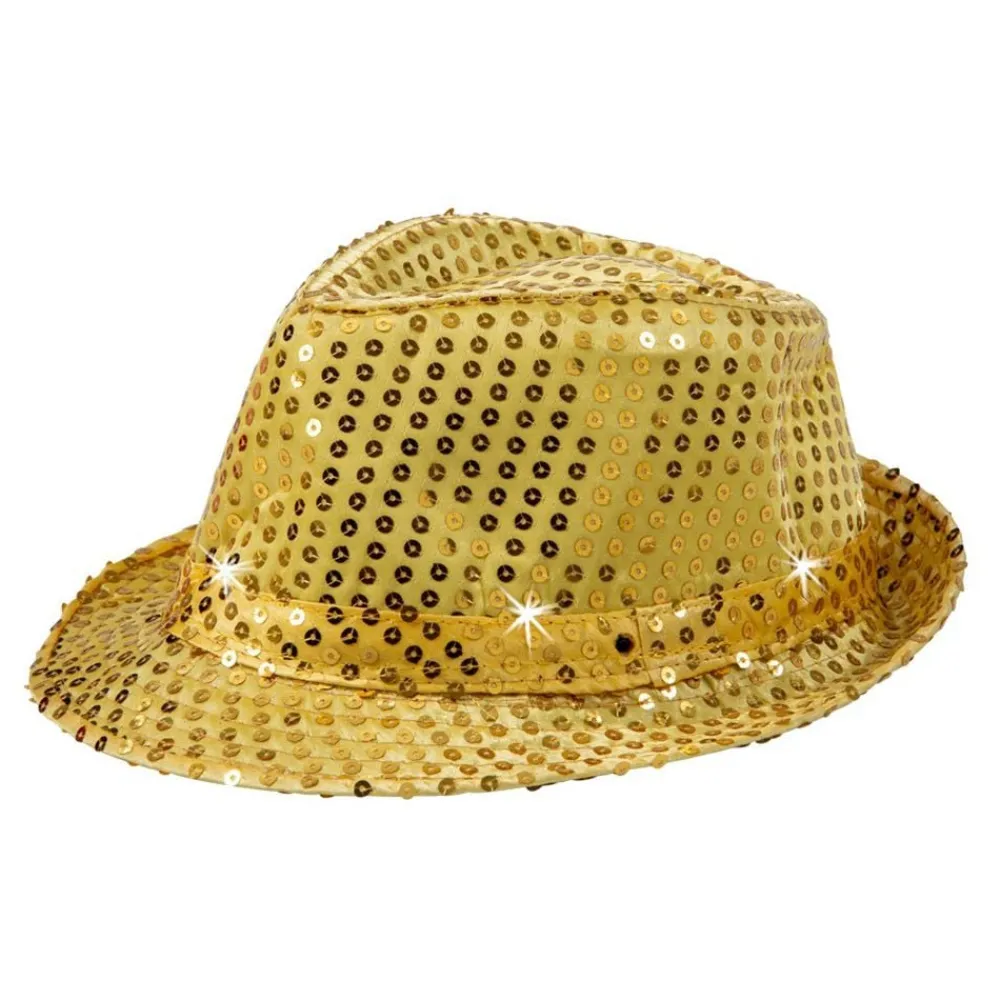Hisab/Joker Company AB Paillethat Guld med LED-Belysning - Kostumetema|Hatte