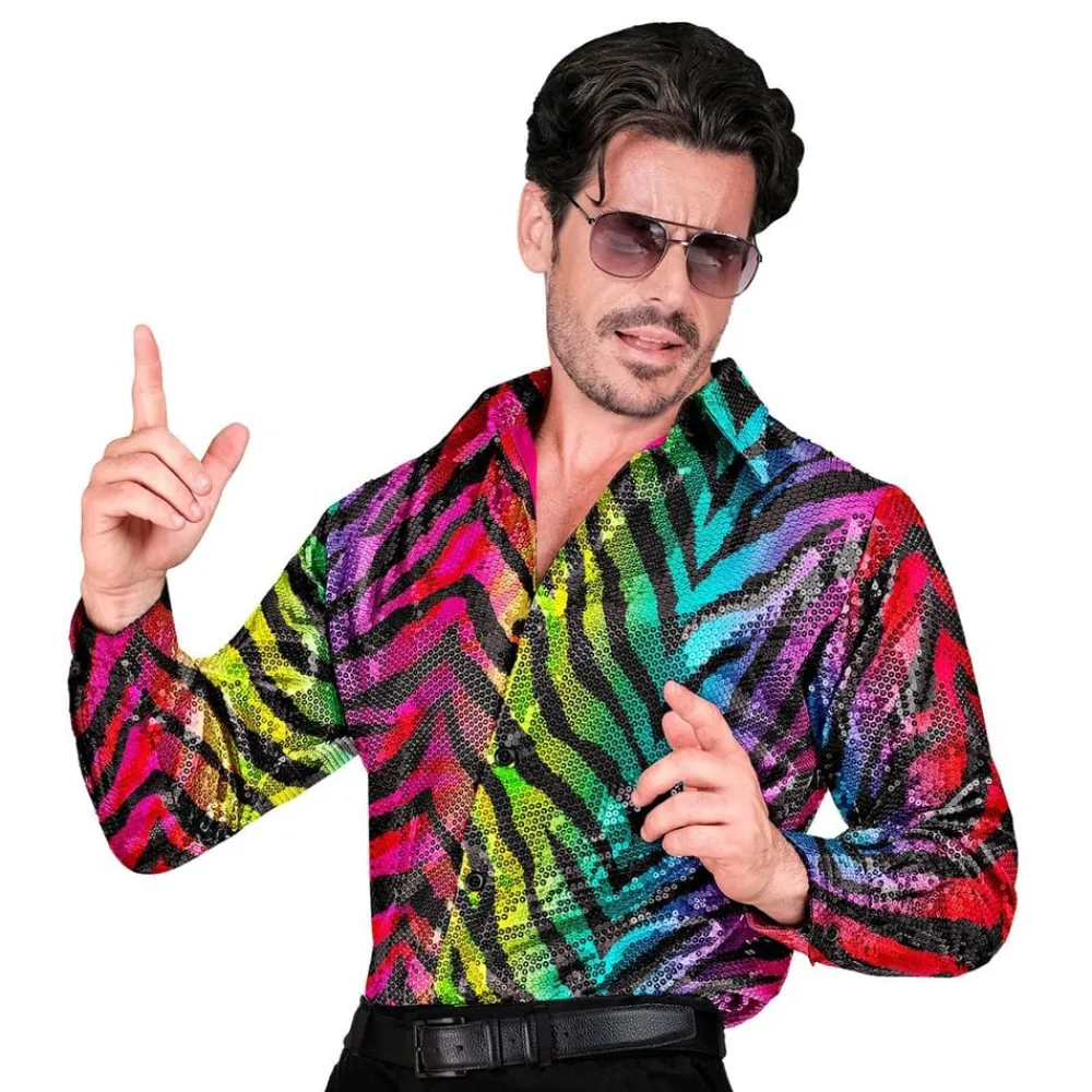 Widmann S.r.l. Pailletskjorte Herre Rainbow Tiger - Tøj