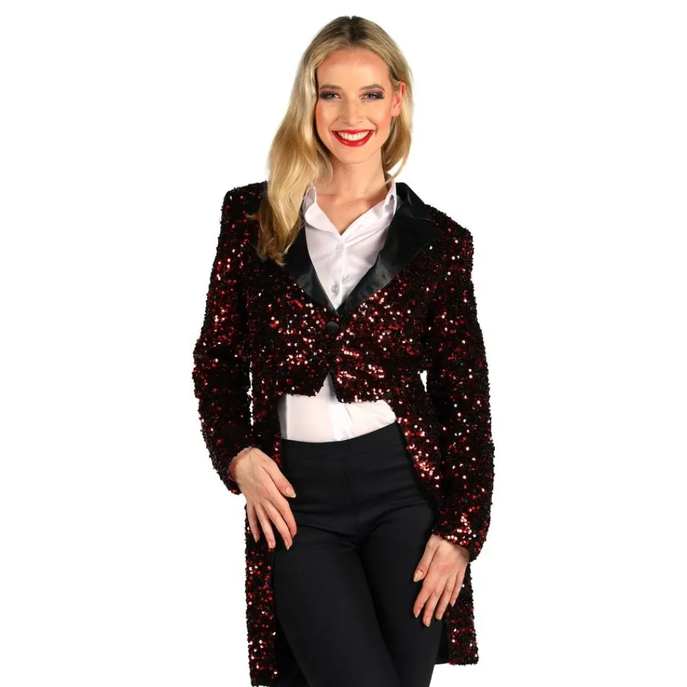 Clearance Thetru B.V. Paljetfrakke Dame Sort/Rød Deluxe