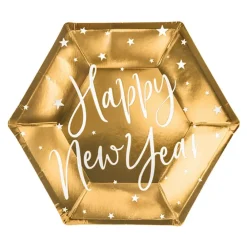 Online PartyDeco sp. z o.o. Papasietter Happy New Year Guld Heksagon Celebrate