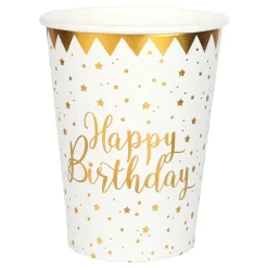 Santex Papkrus Happy Birthday Guld/Hvid - Borddækning