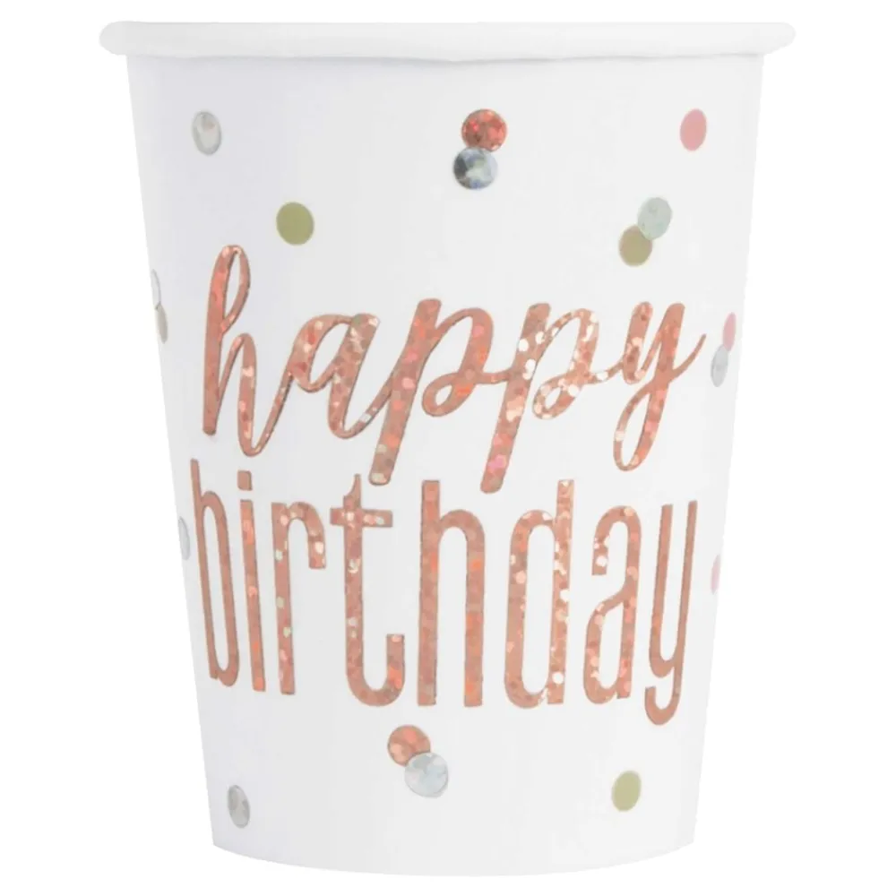 Unique UK Inc t/as Unique Party Papkrus Happy Birthday Rosaguld Skimmer