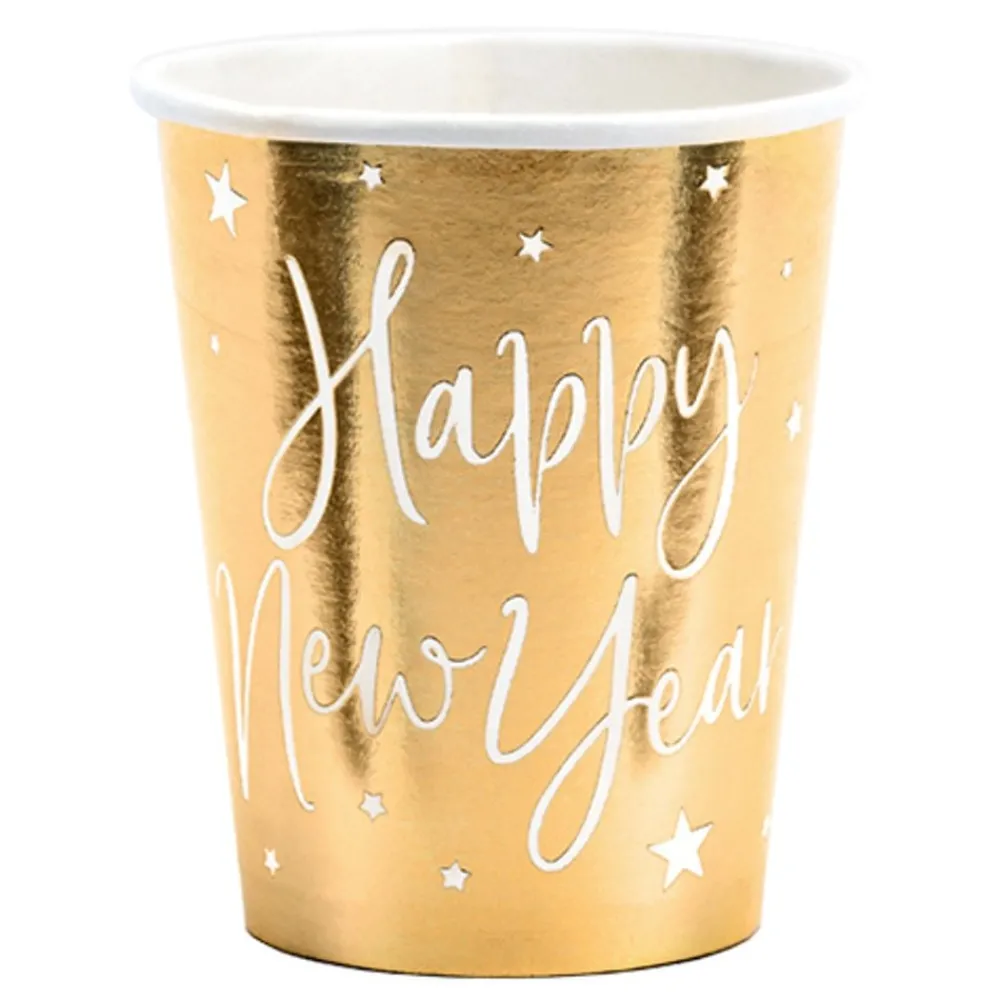 PartyDeco sp. z o.o. Papkrus Happy New Year Guld - Borddækning