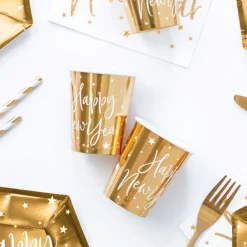 PartyDeco sp. z o.o. Papkrus Happy New Year Guld - Borddækning