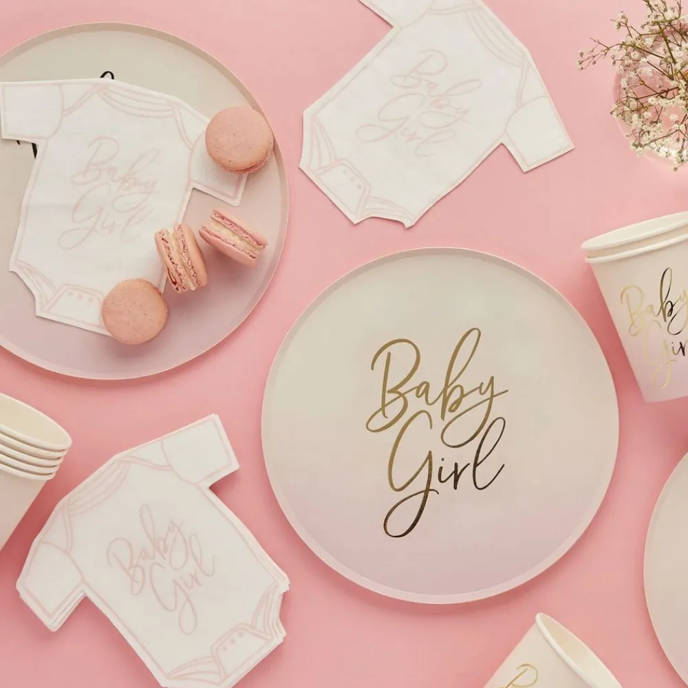 CG Global Products Ltd Paptallerkener Baby Girl Lyserød - Borddækning