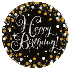 Reithmüller Europe GmbH Paptallerkener Happy Birthday Sølv/Guld Glitter - Borddækning