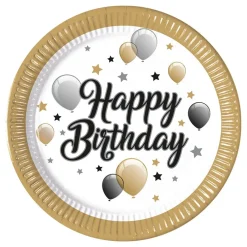 Clearance Globos Europe B.V. Paptallerkener Happy Birthday med Guldkant