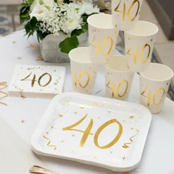 New Santex Paptallerkener 40 Hvid/Guld
