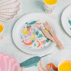 Talking Tables Ltd Paptallerkener Mermaid Waves - Borddækning