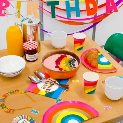 Talking Tables Ltd Paptallerkener Rainbow Brights - Borddækning