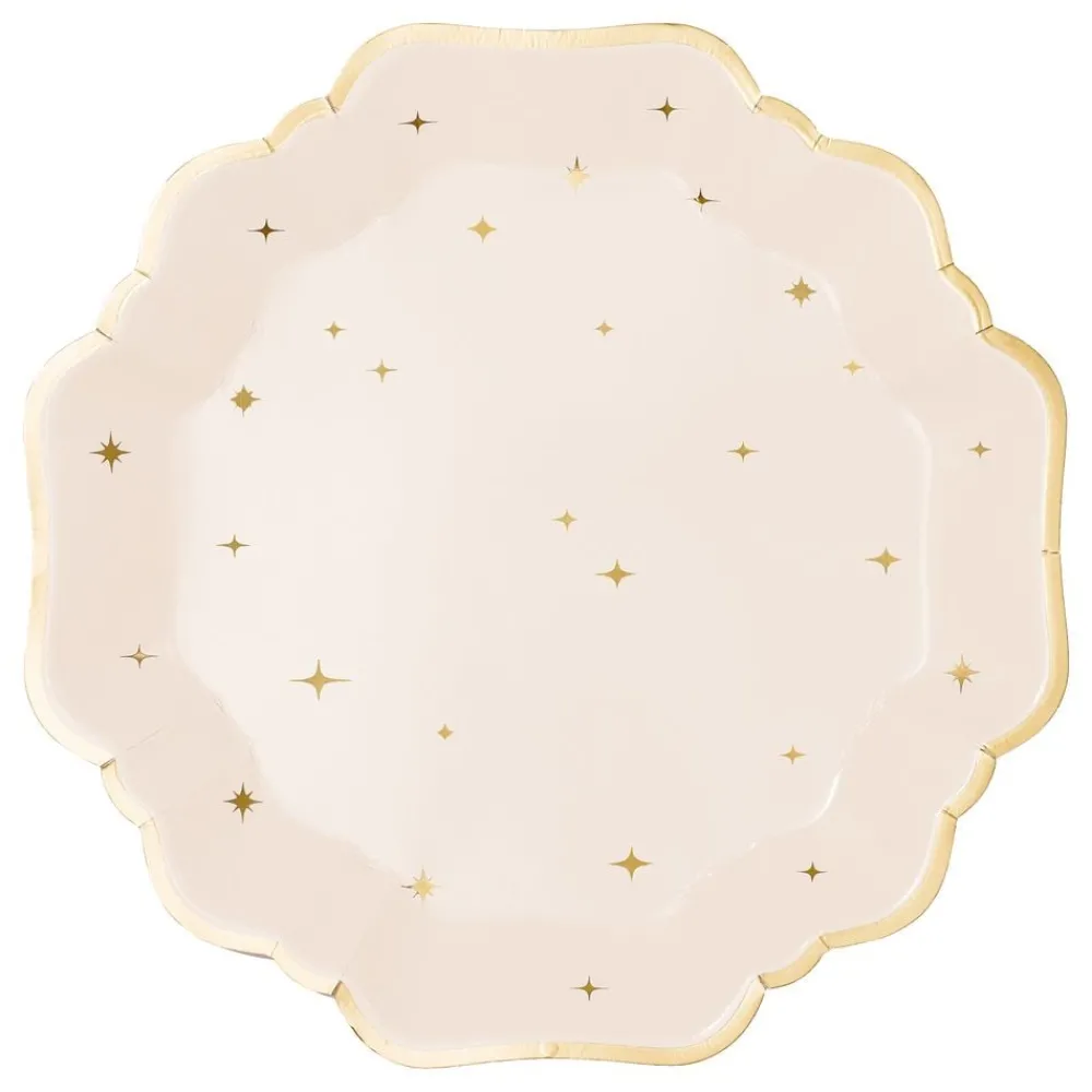 PartyDeco sp. z o.o. Paptallerkener Stjerner Beige - Borddækning