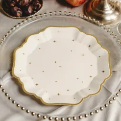 PartyDeco sp. z o.o. Paptallerkener Stjerner Beige - Borddækning