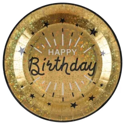 Best Santex Paptallerkerner Sparkling Happy Birthday Sort/Guld