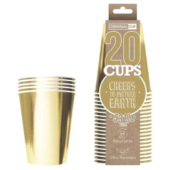Original Cup SAS Party Cups Pap Papir Guld Metallic - Spil & Leg|Borddækning