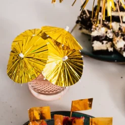 Globos Europe B.V. Partypicks Drinkparaply Guld Metallic - Oppyntning|Drinkstilbehør