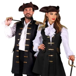 Thetru B.V. Piratvest Sort Herre Deluxe - Tilbehør|Udklædningskostumer