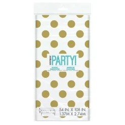 Unique UK Inc t/as Unique Party Plastdug Guld/Hvid Prikket - Borddækning