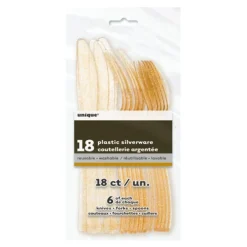 Unique UK Inc t/as Unique Party Plastikbestik Guld Glitter - Borddækning