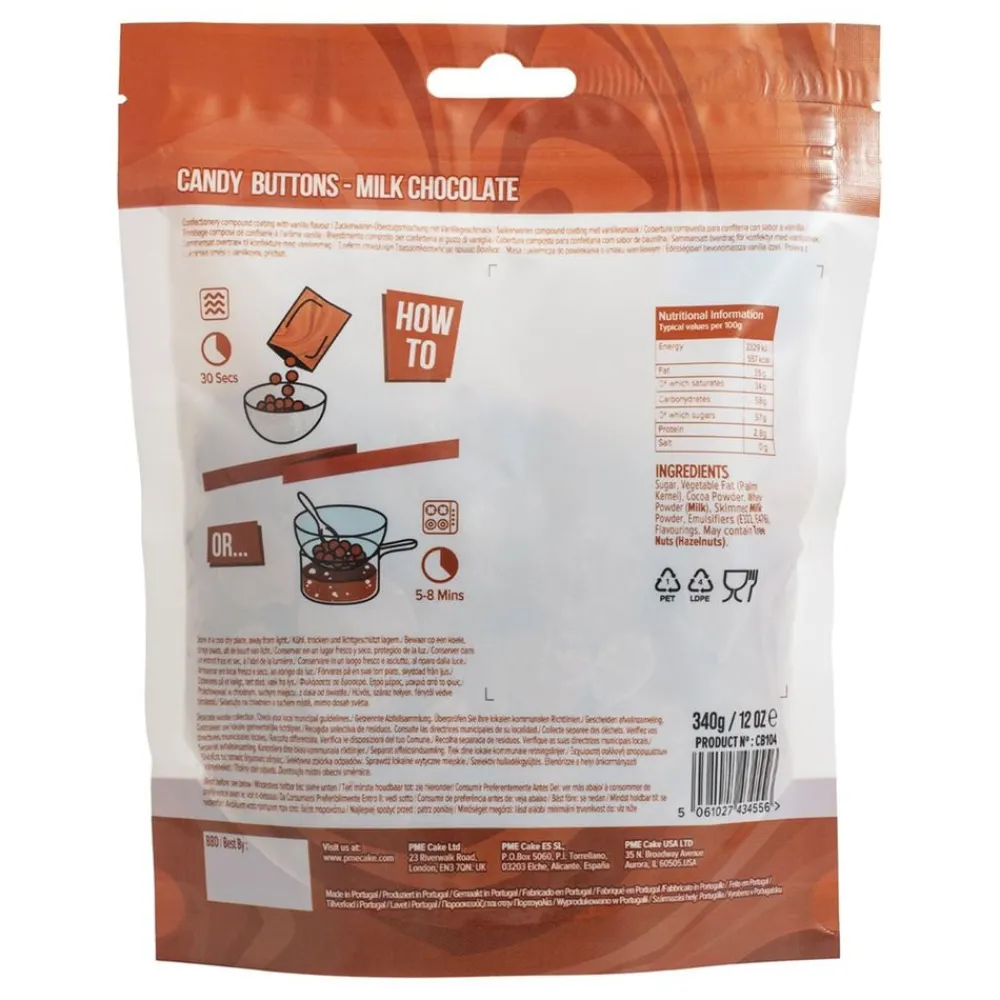 PME CAKE ES S.L. PME Candy Buttons Chokolade - Slik|Oppyntning