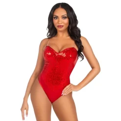 Clearance Leg Avenue Europe Rød Body med Pailletter Deluxe