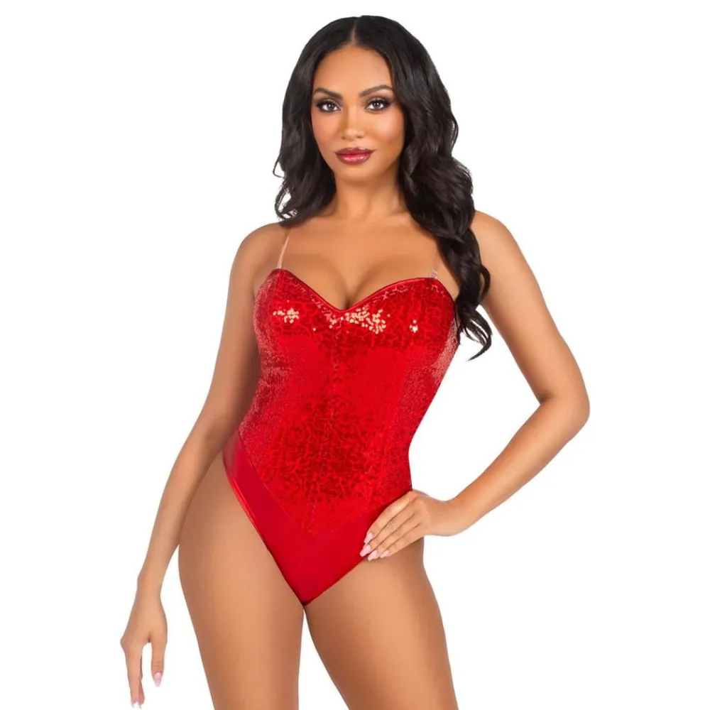 Clearance Leg Avenue Europe Rød Body med Pailletter Deluxe